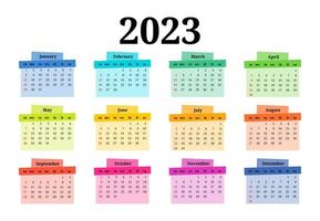 calendario para 2023 aislado en un fondo blanco vector