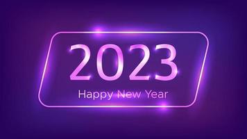 2023 Happy New Year neon background vector