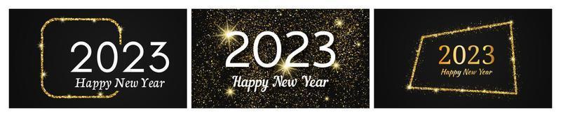 2023 Happy New Year gold background vector