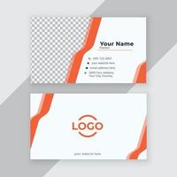 Orange corporate business card with image vector