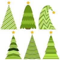 Set of Christmas trees. Isolated vector illustration for Merry Christmas and Happy New Year.