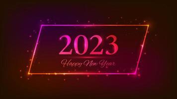 2023 Happy New Year neon background vector