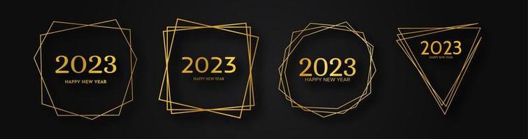 2023 Happy New Year gold geometric polygonal background vector