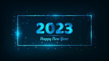 2023 Happy New Year neon background vector