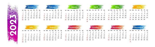 Calendar for 2023 isolated on a white background vector