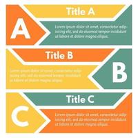 conjunto de tres banners de opciones de colores horizontales. plantilla de diseño infográfico paso a paso. ilustración vectorial vector