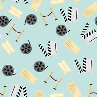 Cinema seamless pattern background vector. Seamless pattern with Movie icons background vector