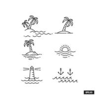 Beach Set Icon. Beach Travel Symbols Vector Template