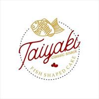 taiyaki logo etiqueta redonda comida tradicional vector