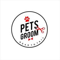 Pet Groom Logo Veterinary Care Badge vector