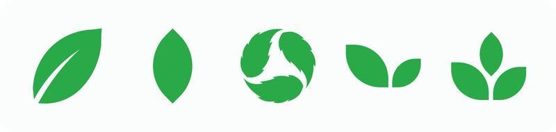 Green leaf icon set. Leaves icon symbol. vector