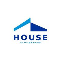 Blue house facade architect logo design vector template.