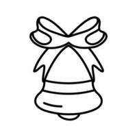 Vector golden Christmas bell with Red Bow line.