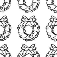 Cute winter Christmas wreath pattern in doodle. Design for winter decoration interior, print posters, greeting card, business banner, wrapping. vector