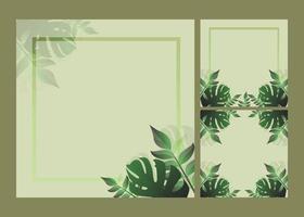 tropical vector with golden border, for photo or post feed needs