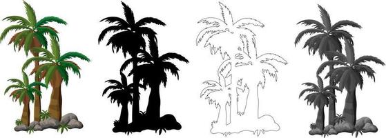 Collection Trees vector, tree silhouette, tree line art on White Background. vector