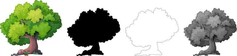 Collection Trees vector, tree silhouette, tree line art on White Background. vector