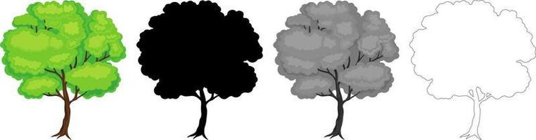 Collection Trees vector, tree silhouette, tree line art on White Background. vector