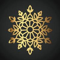 Snowflake Ornament Vector golden color on black background