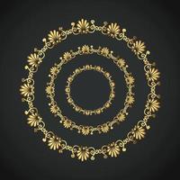 Snowflake Ornament Vector golden color on black background