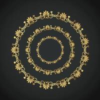 Snowflake Ornament Vector golden color on black background