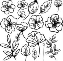 Flowers doodles drawing vector design outline artwork