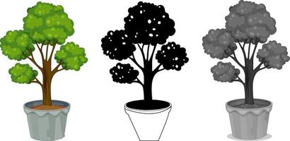 Collection Trees vector, tree silhouette, tree line art on White Background. vector