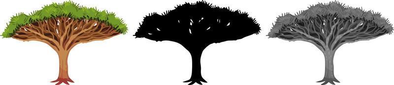 Collection Trees vector, tree silhouette, tree line art on White Background. vector