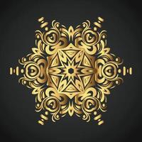 Snowflake Ornament Vector golden color on black background