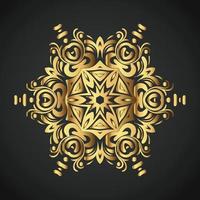 Snowflake Ornament Vector golden color on black background