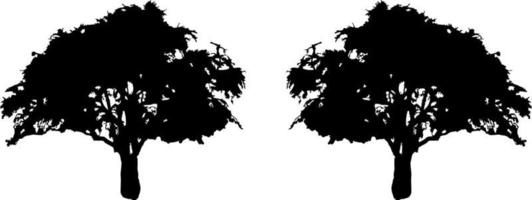 Black trees set isolated on white background. Tree silhouettes. Design of trees for posters, banners and promotional items. Vector illustration