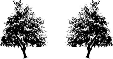 Black trees set isolated on white background. Tree silhouettes. Design of trees for posters, banners and promotional items. Vector illustration