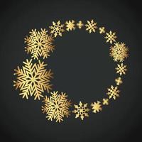 Snowflake Ornament Vector golden color on black background