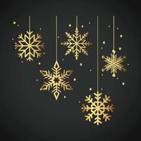 Snowflake Ornament Vector golden color on black background