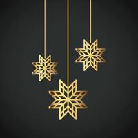 Snowflake Ornament Vector golden color on black background