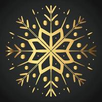 Snowflake Ornament Vector golden color on black background