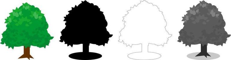 Collection Trees vector, tree silhouette, tree line art on White Background. vector