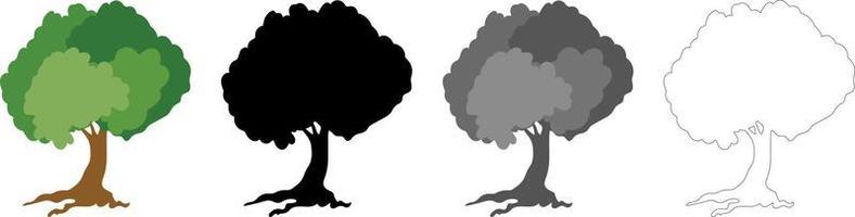 Collection Trees vector, tree silhouette, tree line art on White Background. vector