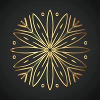 Snowflake Ornament Vector golden color on black background