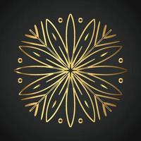 Snowflake Ornament Vector golden color on black background