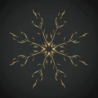 Snowflake Ornament Vector golden color on black background