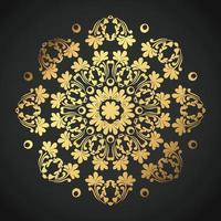 Snowflake Ornament Vector golden color on black background