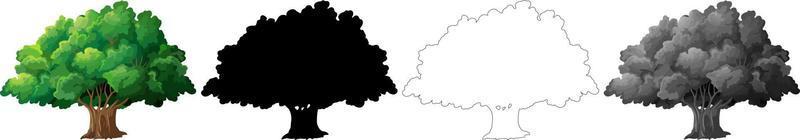 Collection Trees vector, tree silhouette, tree line art on White Background. vector