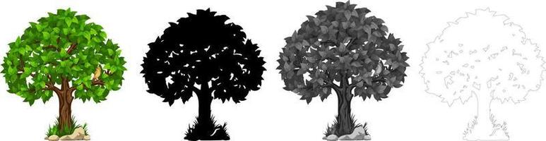 Collection Trees vector, tree silhouette, tree line art on White Background. vector