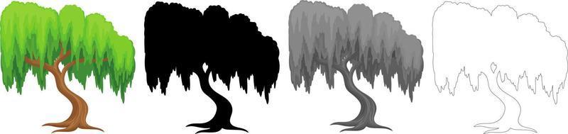 Collection Trees vector, tree silhouette, tree line art on White Background. vector