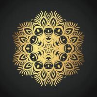 Snowflake Ornament Vector golden color on black background