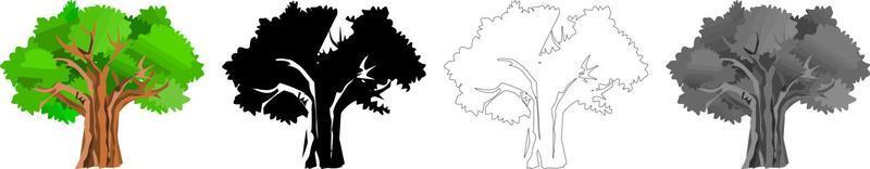 Collection Trees vector, tree silhouette, tree line art on White Background. vector