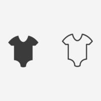 mono, vector de icono de ropa de bebé. niño, recién nacido, niño, ropa, símbolo infantil