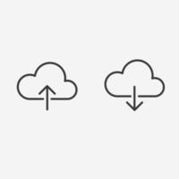 download upload cloud, computing icon vector symbol sign