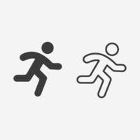 hombre peatón rápido, correr, caminar, correr icono vector símbolo conjunto de signos